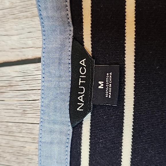 NEW NAUTICA BLUE AND WHITE STRIPED 3/4 CUFF SLEEVE PULLOVER TEE - Picture 11 of 12